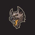 Wolf mascot logo design vector with modern illustration concept style for badge, emblem and t shirt printing. Angry wolf Royalty Free Stock Photo