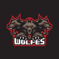 Wolf mascot logo design vector with modern illustration concept style for badge, emblem and t shirt printing. Angry wolf Royalty Free Stock Photo