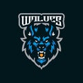 Wolf mascot logo design vector with modern illustration concept style for badge, emblem and t shirt printing. Head wolf Royalty Free Stock Photo