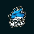 Wolf mascot logo design vector with modern illustration concept style for badge, emblem and t shirt printing. Wolf head Royalty Free Stock Photo