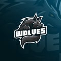 Wolf mascot logo design vector with modern illustration concept style for badge, emblem and tshirt printing. angry wolf Royalty Free Stock Photo