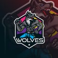 Wolf mascot logo design vector with modern illustration concept style for badge, emblem and tshirt printing. angry wolf Royalty Free Stock Photo