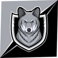 wolf mascot angry grey color for sports and esports logo vector illustration