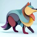 a wolf, minimalistic colorful organic forms, energy, assembled, layered, depth, alive vibrant, 3D, abstract, on a light blue