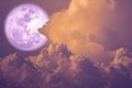 wolf moon back on silhouette heap cloud on sunset sky Royalty Free Stock Photo