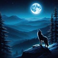 wolf moon howling predator wilderness darkness midnight Royalty Free Stock Photo