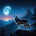 wolf moon howling predator wilderness darkness midnight Royalty Free Stock Photo