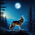 wolf moon howling predator wilderness darkness midnight