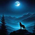 wolf moon howling predator wilderness darkness midnight