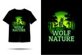 Wolf nature silhouette t shirt design Royalty Free Stock Photo