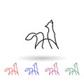 Wolf one line multi color icon. Simple thin line, outline vector of animals one line icons for ui and ux, website or mobile Royalty Free Stock Photo