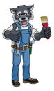 Wolf Painter Decorator Holding Paintbrush