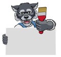 Wolf Painter Decorator Paint Brush Mascot Man Royalty Free Stock Photo