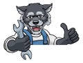 Wolf Plumber Or Mechanic Holding Spanner