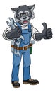 Wolf Plumber Or Mechanic Holding Spanner