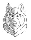 Wolf portrait, aztec zenart style for your design