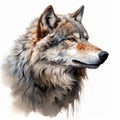 Wolf Portrait: Detailed Watercolor Effect Illustration By Gianni Strino Royalty Free Stock Photo