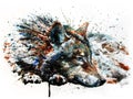 Wolf predator watercolor painting drawing