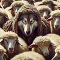 Wolf pretending to be a sheep concept Royalty Free Stock Photo