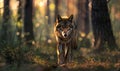 Wolf prowling through the forest Royalty Free Stock Photo