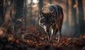 Wolf prowling through the forest Royalty Free Stock Photo