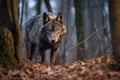 a wolf prowling in the moonlit forest