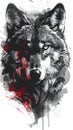 Wolf with red paint on its face Royalty Free Stock Photo
