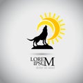 Wolf Roars vector Logo Design for Business. illustration of Wolf and Sun. Wolf LOGO Design for Brands