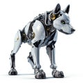 Wolf robot, robotic animal isolated over white background. Created with generative Ai Royalty Free Stock Photo