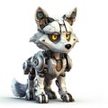 Wolf robot, robotic animal isolated over white background. Created with generative Ai Royalty Free Stock Photo