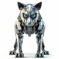 Wolf robot, robotic animal isolated over white background. Created with generative Ai Royalty Free Stock Photo