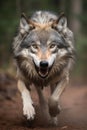 Wolf running snarling with teeth. Generative AI Royalty Free Stock Photo