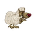 Wolf in sheep`s clothing. Cartoon illustration on a white background Royalty Free Stock Photo