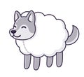 Cartoon Wolf in sheep\'s clothing Royalty Free Stock Photo