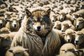 A wolf among sheep in sheep's clothing. Royalty Free Stock Photo