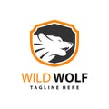 Wolf shield logo design template Royalty Free Stock Photo