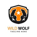 Wolf shield logo design template