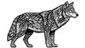 Wolf Silhouette with Abstract Pattern, Black and White Design for Print or Digital Use Royalty Free Stock Photo