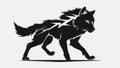 Wolf Silhouette with Lightning Bolt Royalty Free Stock Photo