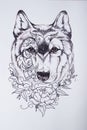 Wolf Sketch in the chart on white background