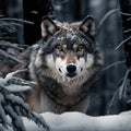 wolf in the snow generated by AI tool