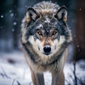 wolf in the snow generated by AI tool