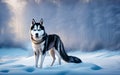 Wolf in a snowy landscape at sunrise.Generative Al Illustration