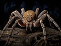 Ai Generated illustration Wildlife Concept of Wolf spider on black Royalty Free Stock Photo