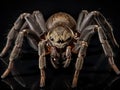 Wolf spider on black