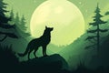 wolf stand on a cliff at full moon night lansdscape Royalty Free Stock Photo