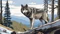 A wolf standing on a rocky hillside Royalty Free Stock Photo