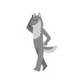 Wolf standing and talking on the phone, cute animal cartoon character with modern gadget vector Illustration on a white