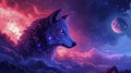 wolf stars moon skyblue maroon dark azure magenta realistic depictions