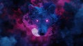 wolf stars moon skyblue maroon dark azure magenta realistic depictions